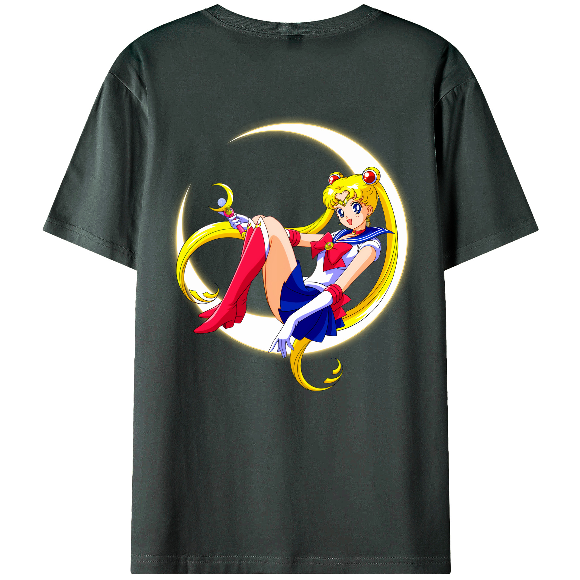 （画像用） 美少女戦士セーラームーン 月野 うさぎ つきの うさぎ Sailor Moon Tsukino Usagi 綿100％ メンズ半袖Tシャツ（バックプリント） 通気性